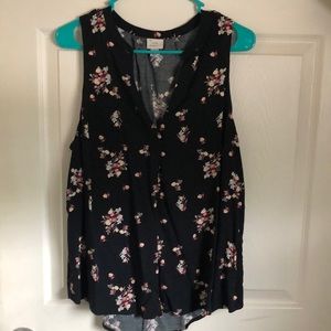 Black with flowers dress tank top